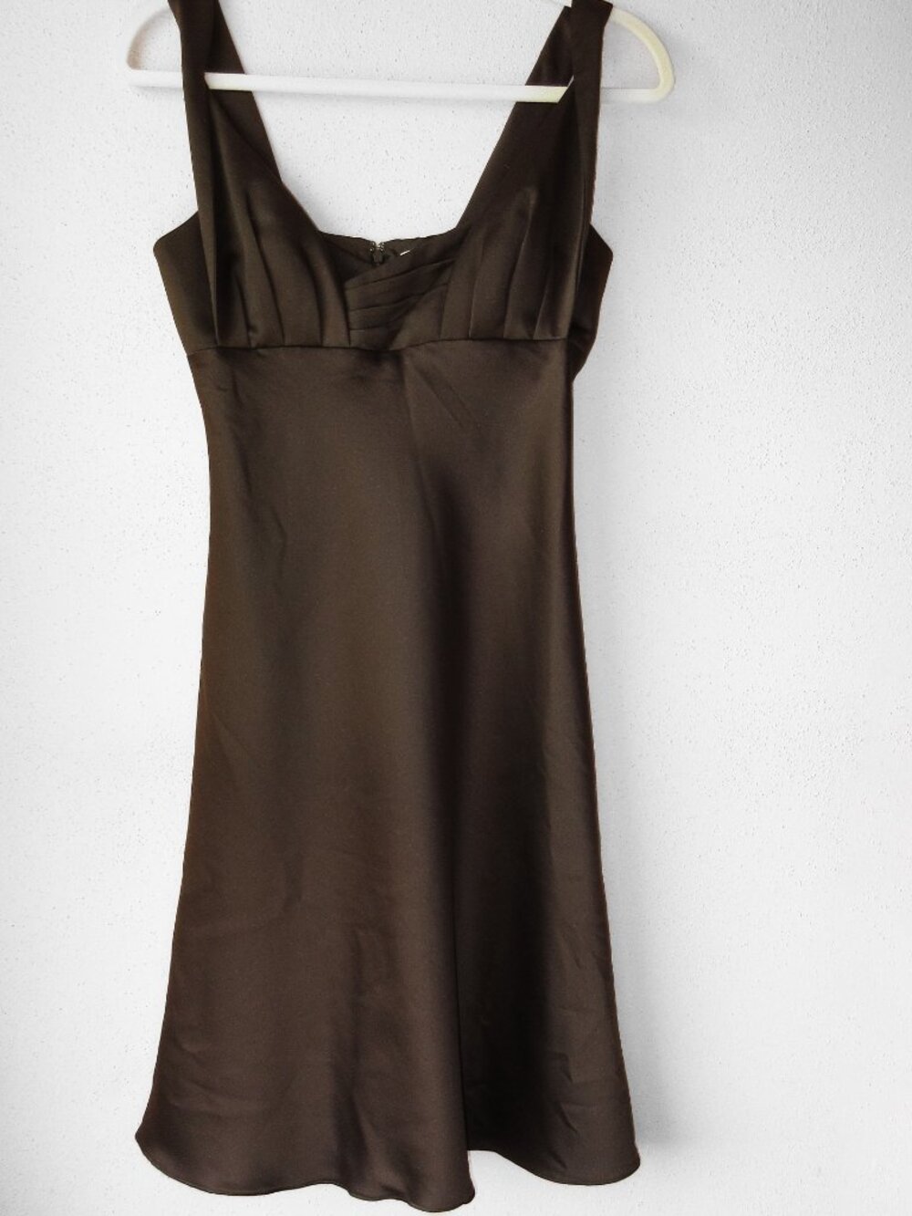 Calvin Klein Satin Slip Dress Brown Sz S Pleated Bust 90s Y2K Date Night Luxury